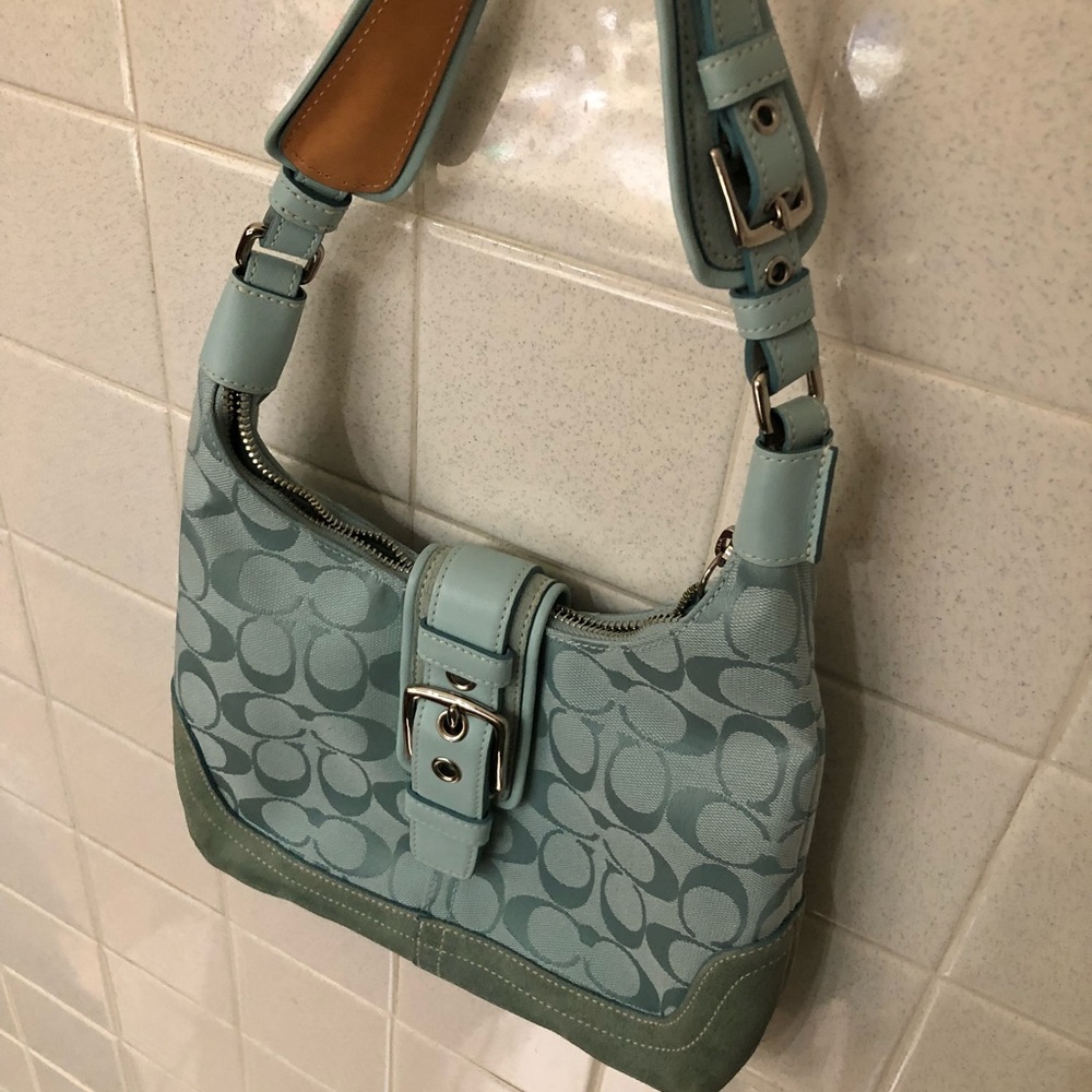 Coach light blue slightly teal handbag